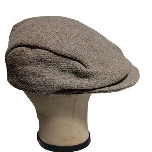 Vintage 70s Wool Newsboy Cap With Black Lining Mens SMall Shabby Stone
